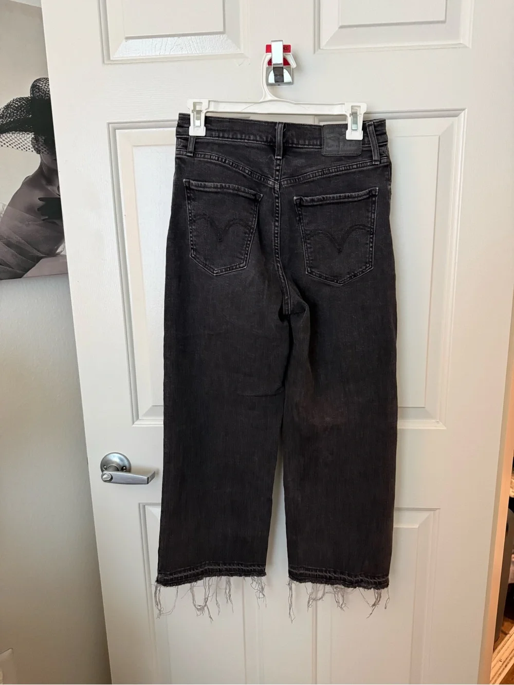 Levi's Black Wide-Leg Raw Hem Jeans